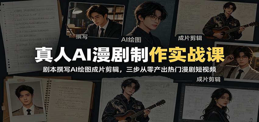 真人AI漫剧制作实战课：剧本撰写AI绘图成片剪辑，三步从零产出热门漫剧短视频-翌晨科技网