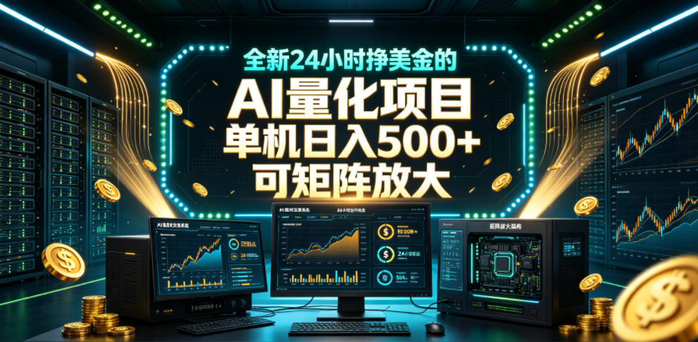 全新24小时挣美金的AI量化项目,单机日入500+,每天见收益,可矩阵放大【揭秘】-翌晨科技网