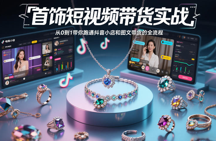 首饰短视频带货实战，从0到1带你跑通抖音小店和图文带货的全流程-翌晨科技网