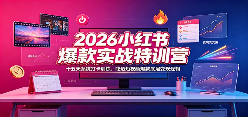 2026小红书爆款实战特训营：十五天系统打卡训练，吃透短视频爆款底层变现逻辑-翌晨科技网