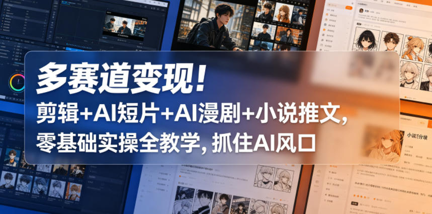 多赛道变现！剪辑+AI短片+AI漫剧+小说推文，零基础实操全教学，抓住AI风口-翌晨科技网