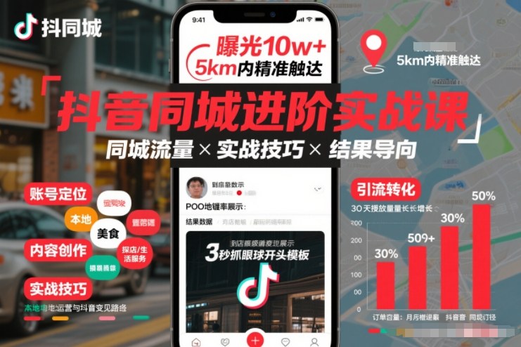 抖音同城进阶实战课，助你同城流量拿到结果-翌晨科技网