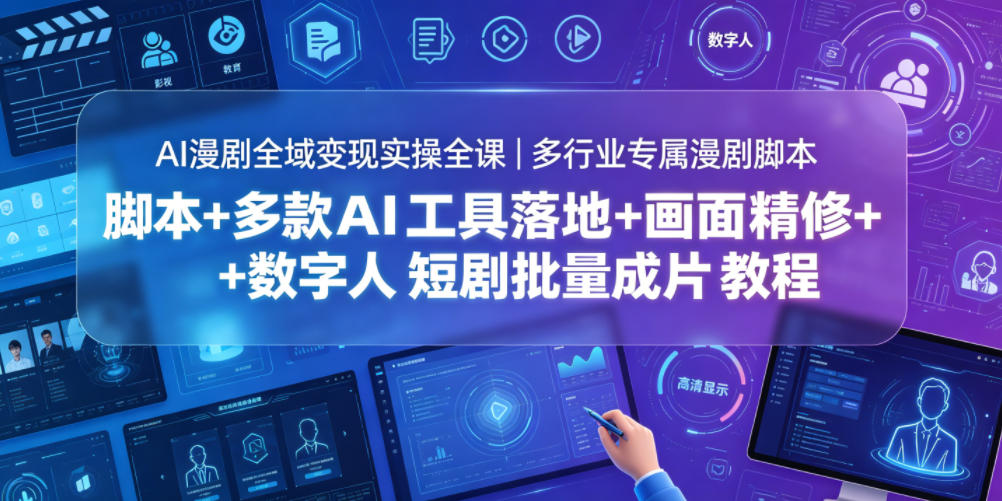 AI漫剧全域变现实操全课｜多行业专属漫剧脚本+多款AI工具落地+画面精修+数字人短剧批量成片全教程-翌晨科技网