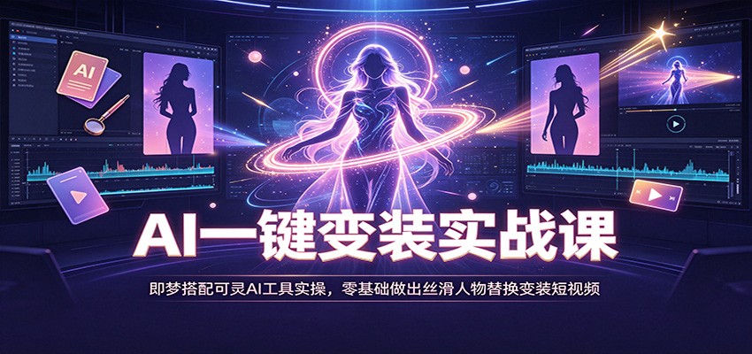 AI一键变装实战课：即梦搭配可灵AI工具实操，零基础做出丝滑人物替换变装短视频-翌晨科技网