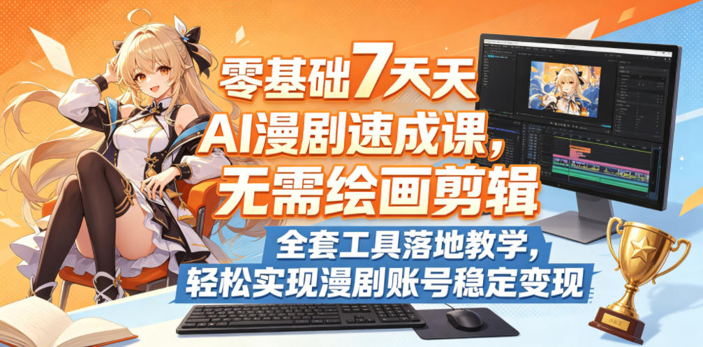 零基础7天AI漫剧速成课，无需绘画剪辑，全套工具落地教学，轻松实现漫剧账号稳定变现-翌晨科技网