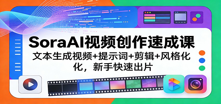 SoraAI视频创作速成课：文本生成视频+提示词+剪辑+风格化，新手快速出片-翌晨科技网