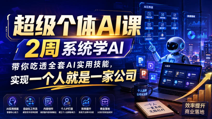 超级个体AI课，2周系统学AI，带你吃透全套AI实用技能，实现一个人就是一家公司-翌晨科技网