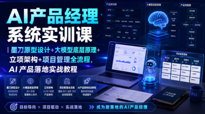 AI产品经理系统实训课｜墨刀原型设计+大模型底层原理+立项架构+项目管理全流程，AI产品落地实战教程-翌晨科技网