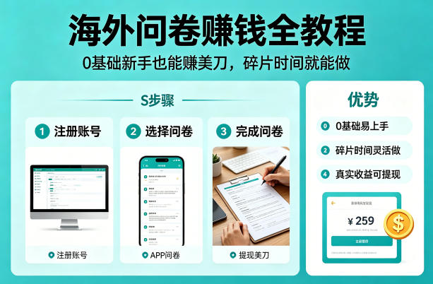 海外问卷賺钱全教程，0基础新手也能賺美刀，碎片时间就能做-翌晨科技网