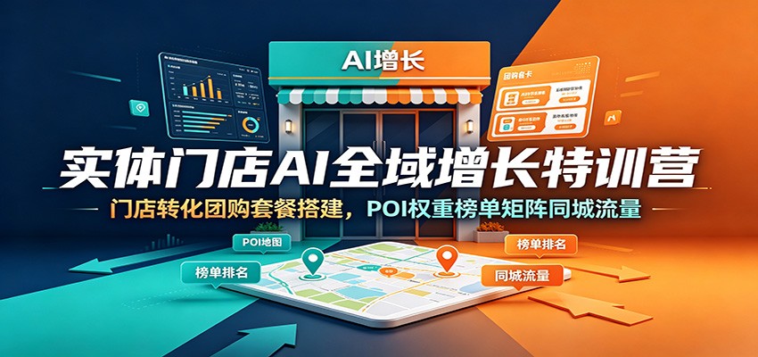 实体门店AI全域增长特训营：门店转化团购套餐搭建，POI权重榜单矩阵同城流量-翌晨科技网
