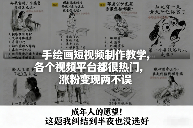 手绘画短视频制作教学，各个视频平台都很热门，涨粉变现两不误-翌晨科技网