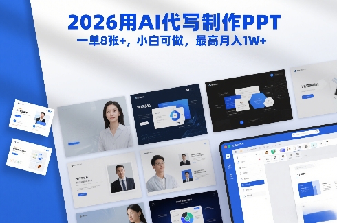 2026用AI代写制作PPT，一单8张+，小白可做，最高月入1W+-翌晨科技网
