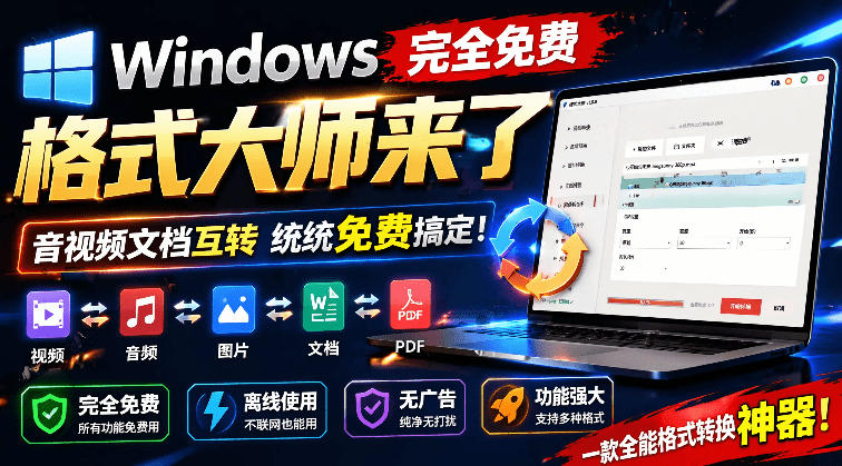 Windows完全免费格式大师来了，音视频文档互转统统免费搞定！免费无广，离线使用格式大师-翌晨科技网