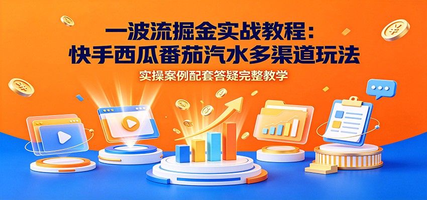 一波流掘金实战教程：快手西瓜番茄汽水多渠道玩法，实操案例配套答疑完整教学-翌晨科技网