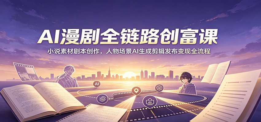 AI漫剧全链路创富课：小说素材剧本创作，人物场景AI生成剪辑发布变现全流程-翌晨科技网