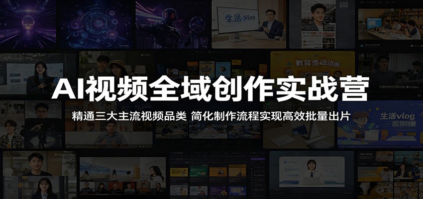 AI视频全域创作实战营：精通三大主流视频品类，简化制作流程实现高效批量出片-翌晨科技网