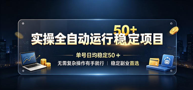 实操全自动运行稳定项目，单号日均稳定50＋，无需复杂操作有手就行，稳定副业首选【揭秘】-翌晨科技网