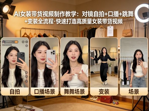 AI女装带货视频制作教学，对镜自拍、口播、跳舞、变装全流程，快速打造高质量女装带货视频-翌晨科技网