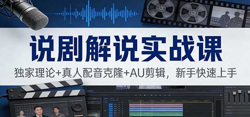 说剧解说实战课：独家理论+真人配音克隆+AU剪辑，新手快速上手-翌晨科技网