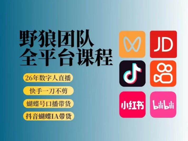 野狼团队2026新版全平台短视频带货教学，打开流量突破口，开始Ai带货（更新26年3月）-翌晨科技网