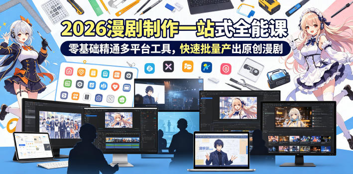 2026 AI漫剧制作一站式全能课，零基础精通多平台工具，快速批量产出原创漫剧-翌晨科技网