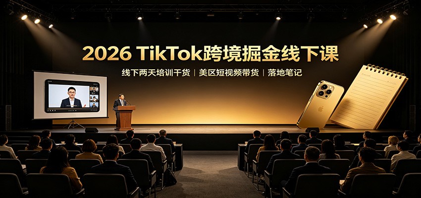 2026 TikTok跨境掘金线下课：线下两天培训干货，美区短视频带货落地笔记-翌晨科技网