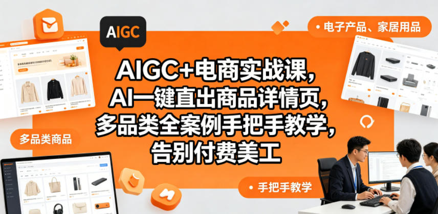 AIGC+电商实战课，AI一键直出商品详情页，多品类全案例手把手教学，告别付费美工-翌晨科技网