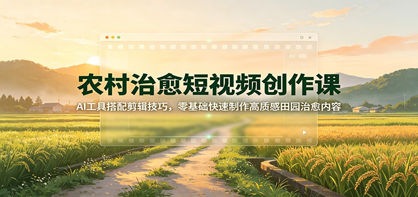 农村治愈短视频创作课：AI工具搭配剪辑技巧，零基础快速制作高质感田园治愈内容-翌晨科技网