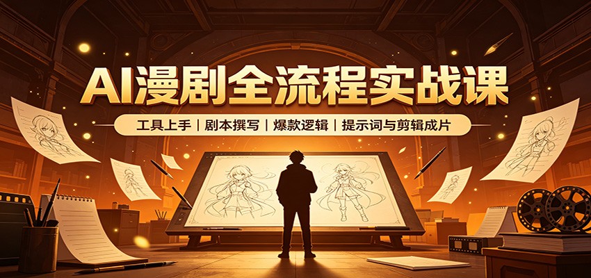 AI漫剧全流程实战课：工具上手、剧本撰写、爆款逻辑、提示词与剪辑成片-翌晨科技网