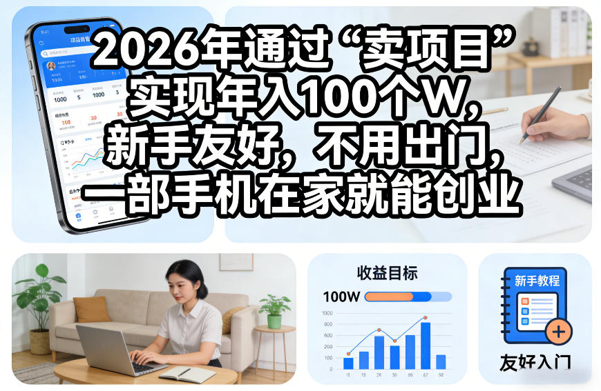 2026年通过“卖项目”实现年入100个W，新手友好，不用出门，一部手机在家就能创业【揭秘】-翌晨科技网