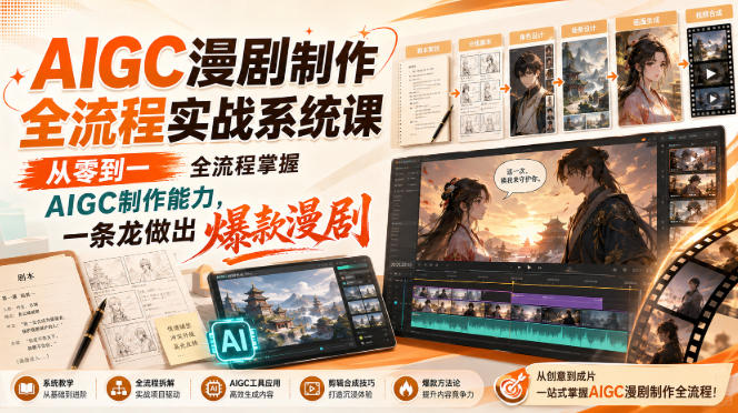 AIGC漫剧制作全流程实战系统课，从零到一全流程掌握AIGC制作能力，一条龙做出爆款漫剧-翌晨科技网