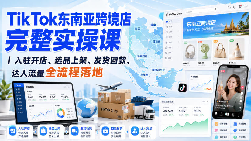 TikTok东南亚跨境店完整实操课｜入驻开店、选品上架、发货回款、达人流量全流程落地-翌晨科技网