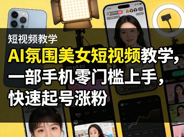 AI氛围美女短视频教学,一部手机零门槛上手,快速起号涨粉-翌晨科技网