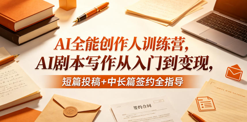 AI全能创作人训练营，AI剧本写作从入门到变现，短篇投稿+中长篇签约全指导-翌晨科技网