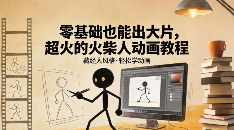零基础也能出大片，超火的火柴人动画教程（藏经人风格）-翌晨科技网