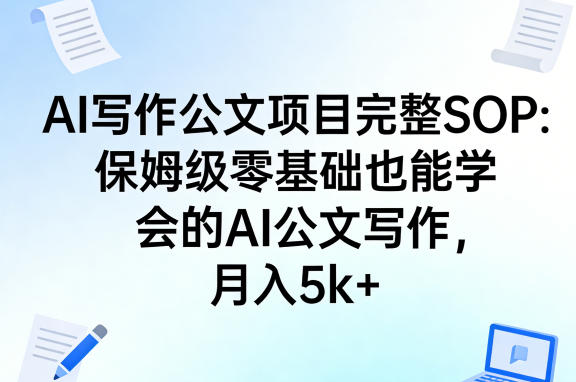 AI写作公文项目完整SOP，保姆级零基础也能学会的AI公文写作，月入5k+-翌晨科技网