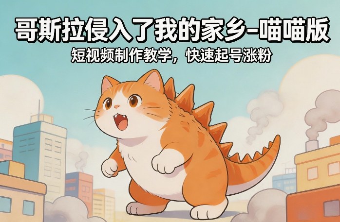 哥斯拉侵入了我的家乡–喵喵版短视频制作教学,快速起号涨粉-翌晨科技网