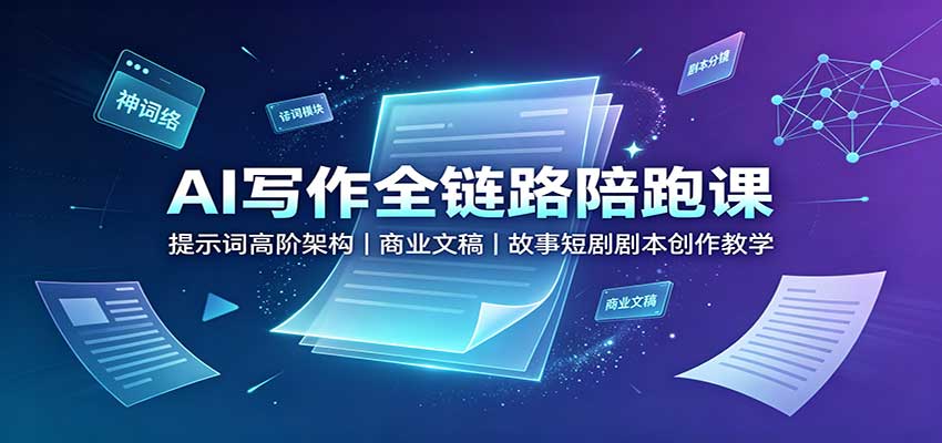 AI写作全链路陪跑课：提示词高阶架构，商业文稿，故事短剧剧本创作教学-翌晨科技网
