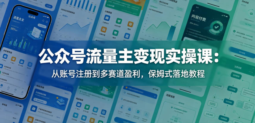 公众号流量主变现实操课：从账号注册到多赛道盈利，保姆式落地教程-翌晨科技网