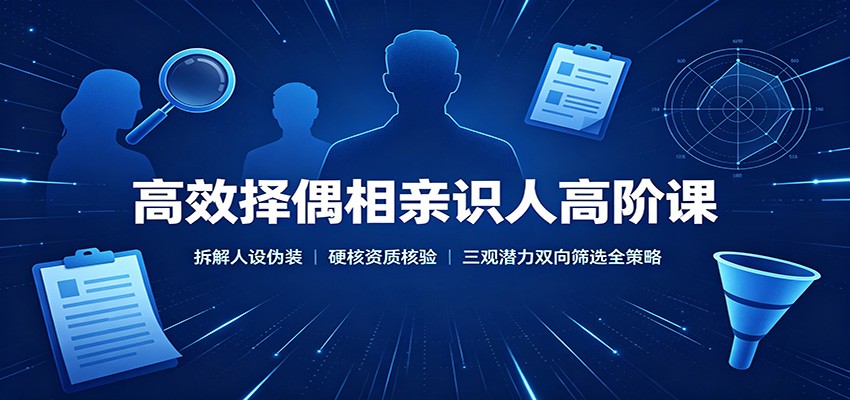 高效择偶相亲识人高阶课：拆解人设伪装，硬核资质核验，三观潜力双向筛选全策略-翌晨科技网