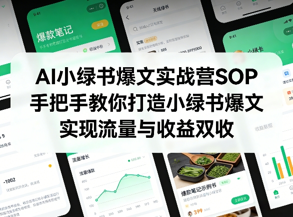 AI小绿书爆文实战营SOP，手把手教你打造小绿书爆文，实现流量与收益双收-翌晨科技网