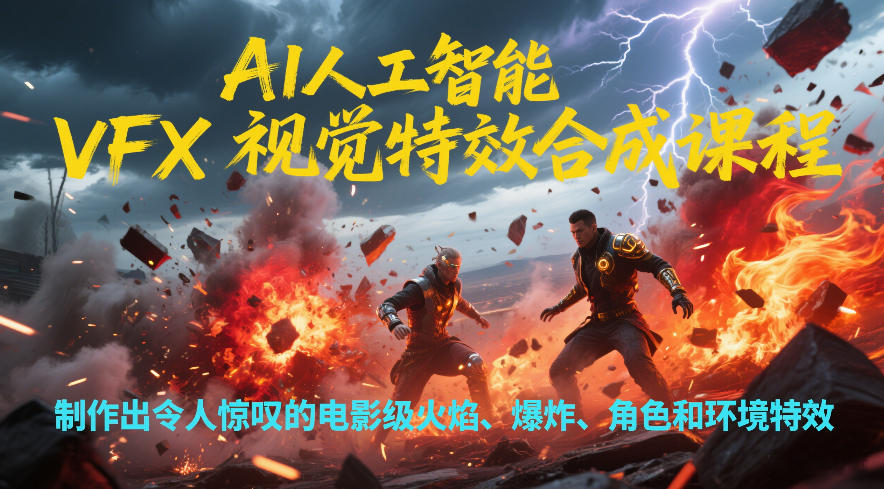 AI人工智能VFX视觉特效合成课程，制作出令人惊叹的电影级火焰、爆炸、角色和环境特效-翌晨科技网