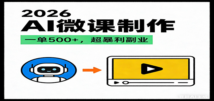2026AI 风口最稳副业：微课代写制作，一单 500+，人人可做的蓝海项目-翌晨科技网