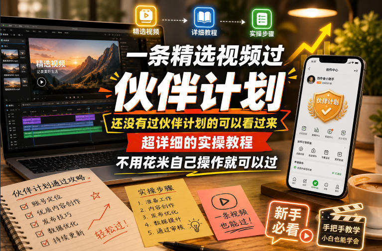 一条精选视频过伙伴计划，还没有过伙伴计划的可以看过来，超详细的实操教程，不用花米自己操作就可以过-翌晨科技网