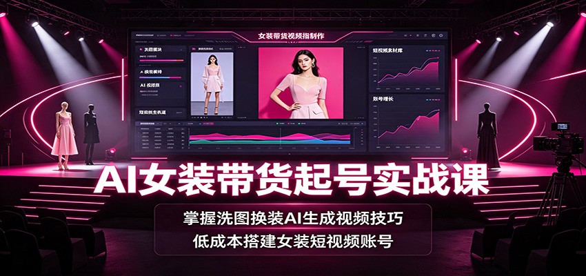AI女装带货起号实战课：掌握洗图换装AI生成视频技巧，低成本搭建女装短视频账号-翌晨科技网