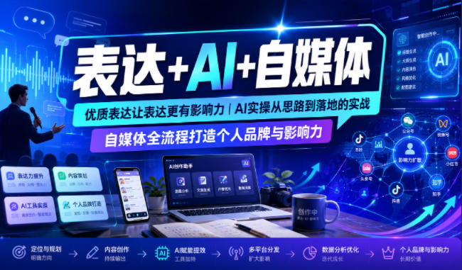 表达+AI+自媒体，优质表达让表达更有影响力|AI实操从思路到落地的实战|自媒体全流程打造个人品牌与影响力-翌晨科技网