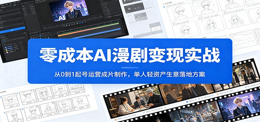 零成本AI漫剧变现实战：从0到1起号运营成片制作，单人轻资产生意落地方案-翌晨科技网