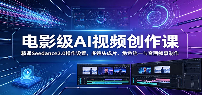 电影级AI视频创作课：精通Seedance2.0操作设置，多镜头成片、角色统一与音画叙事制作-翌晨科技网