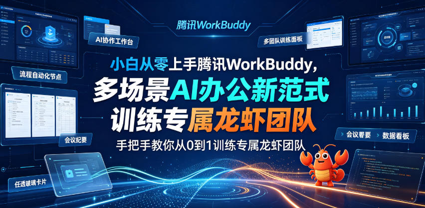 小白从零上手腾讯WorkBuddy，多场景AI办公新范式实战，手把手教你从0到1训练专属龙虾团队-翌晨科技网