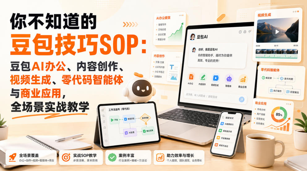 你不知道的豆包技巧SOP：豆包AI办公、内容创作、视频生成、零代码智能体与商业应用，全场景实战教学-翌晨科技网